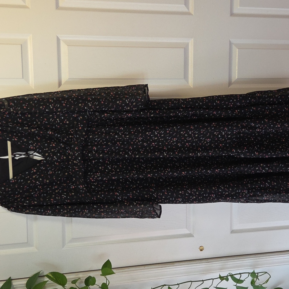 Aqua Black Floral Long Sleeve Dress - Picture 6 of 8